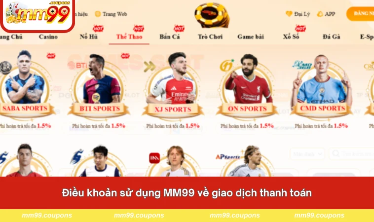 Quy định điều khoản sử dụng MM99 về hoạt động thanh toán