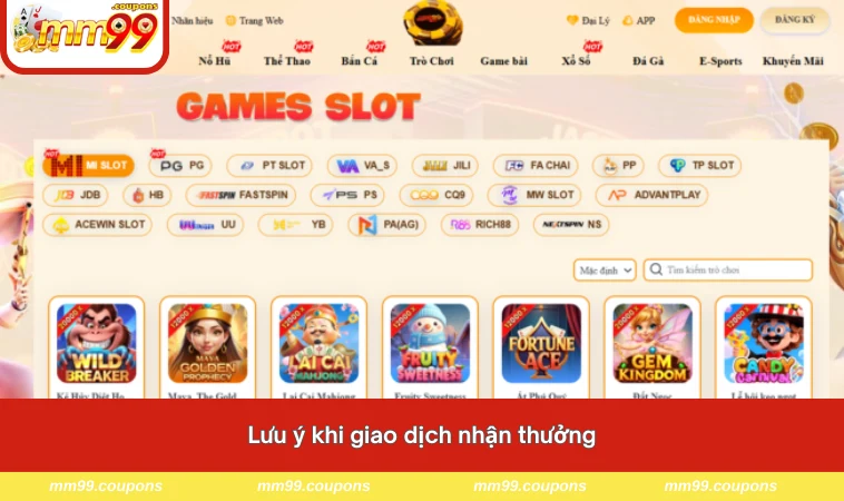 Lưu ý khi giao dịch nhận thưởng