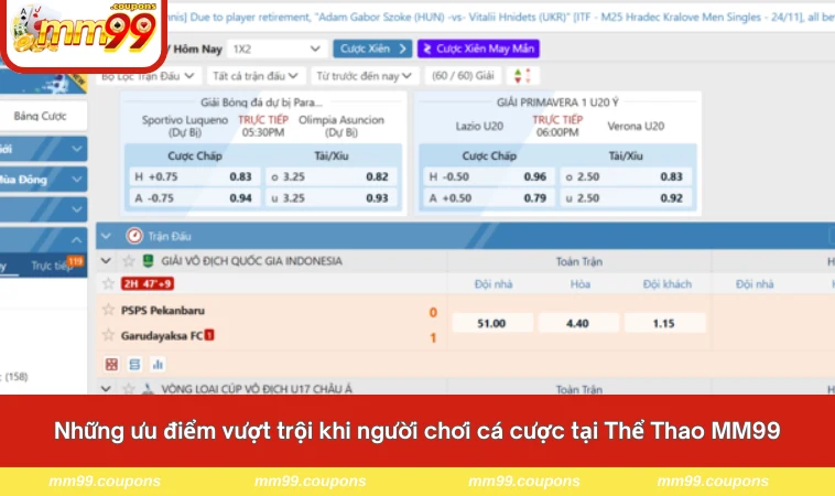 Những ưu điểm vượt trội khi người chơi cá cược tại Thể Thao MM99